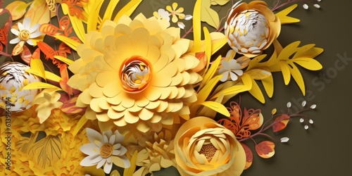 beautiful and colorful paper cut flowers