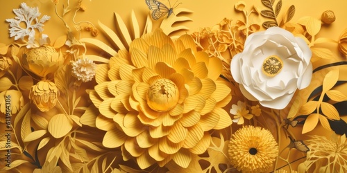 beautiful and colorful paper cut flowers