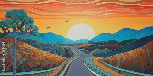 beautiful and colorful painted landscape
