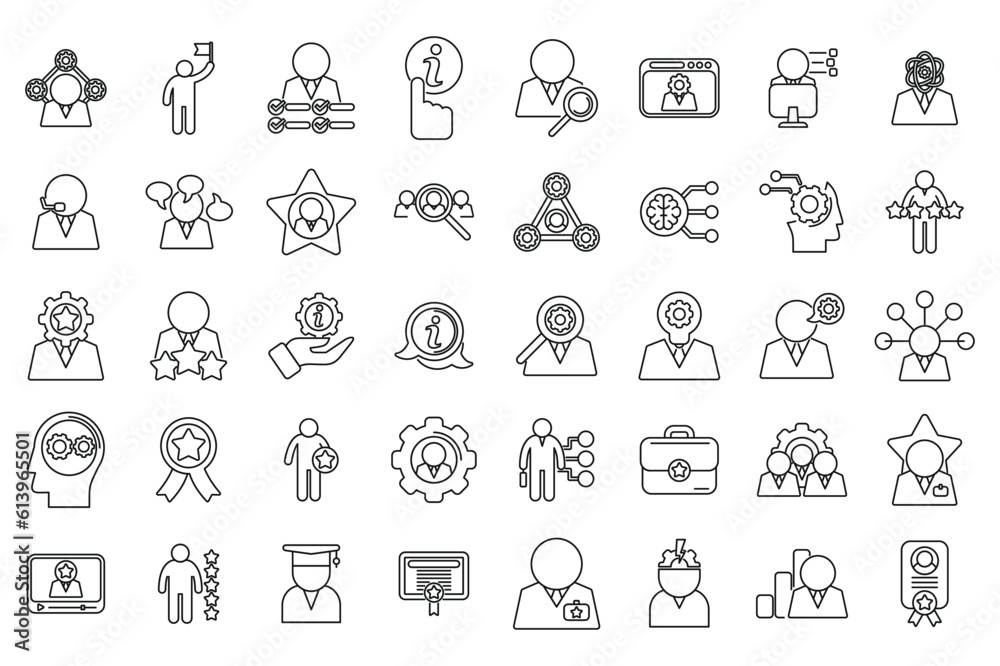 Expert icons set outline vector. Personal talent. Self skill