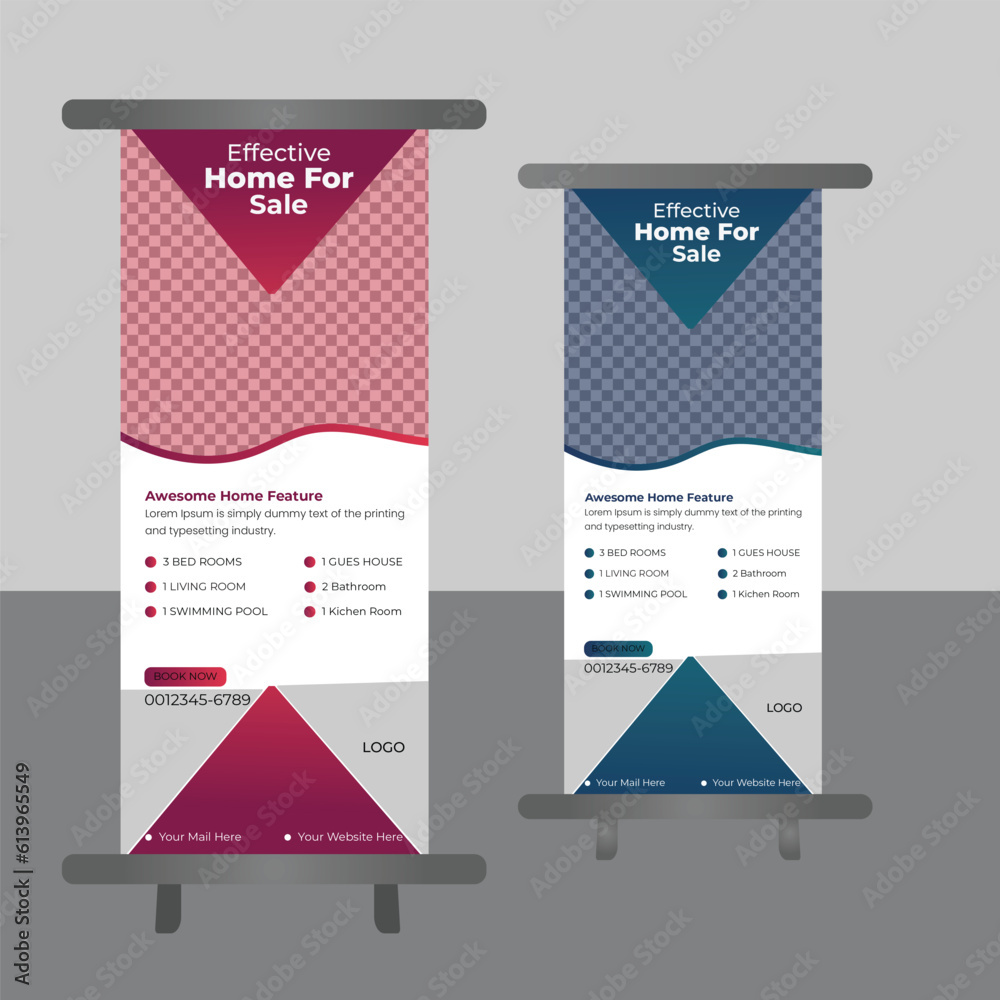 Abstrac New Modern Real Estate Roll Up Banner Design.