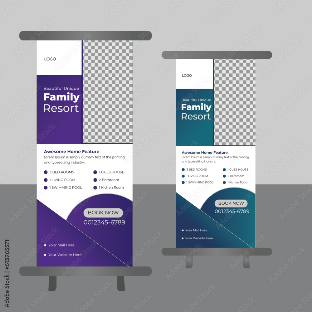Obraz premium Abstrac New Modern Real Estate Roll Up Banner Design.