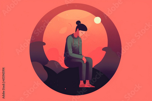 Illustration of a woman deep in thought --Generative AI