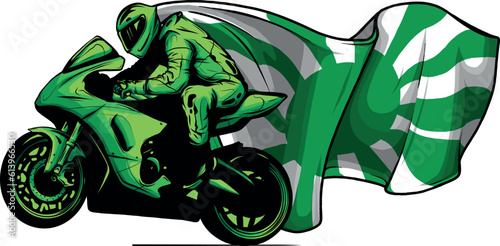 sportbike racer riding fast vector illustration design