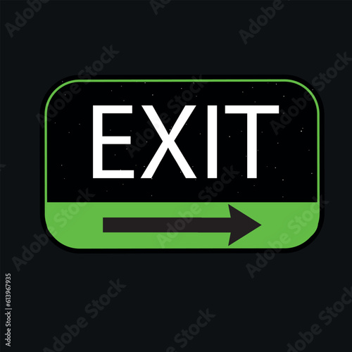 Rectangular Exit Plate with Starry Background in Green and Black colors with White text. Emergency notice for various locations.