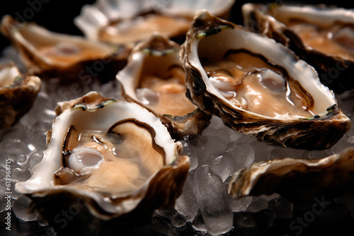 Fresh oysters on ice, elegant serving