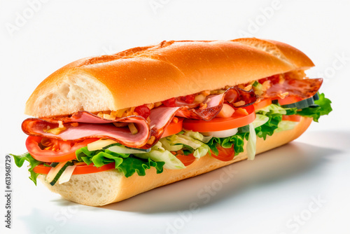  submarine ham meet sandwich on a white background.