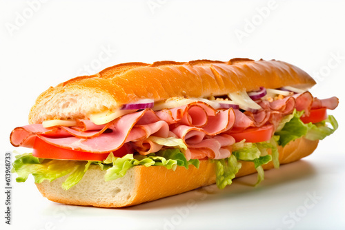  submarine ham meet sandwich on a white background.