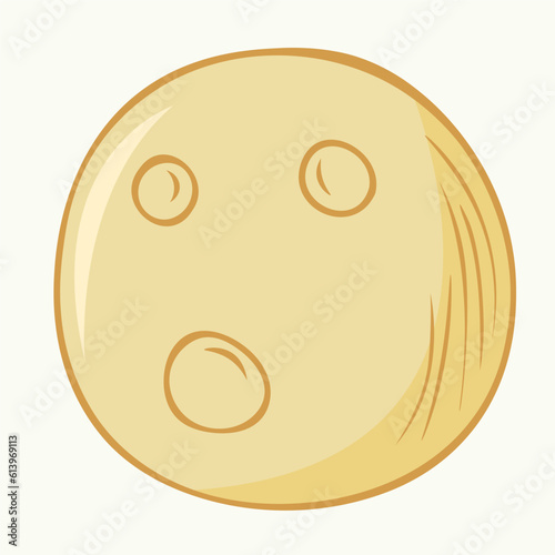 Hand drawn illustration of a yellow full moon with lunar craters. Vector illustration for Walpurgis Night