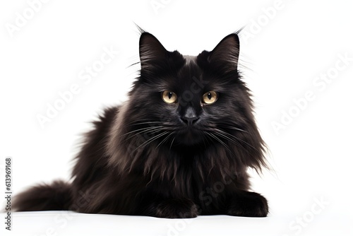 Portrait of a black cat isolated on a white background , Copyspace
