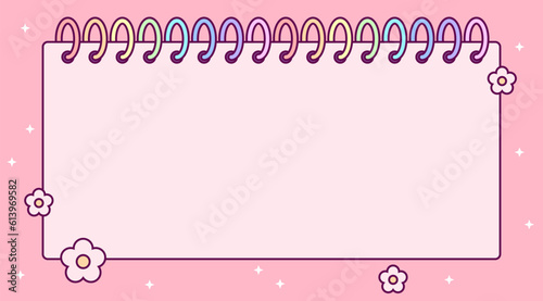 Abstract pink background with notebook and flowers vector illustration. Abstract pink background. Decoration banner themed Lol surprise doll girlish style. Invitation card template