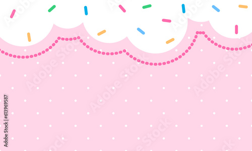 Pink abstract background. Decoration banner themed Lol surprise doll girlish style. Invitation card template. Colorful confetti sprinkle pattern wallpaper background