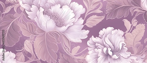 A chic and timeless floral damask pattern in muted tones, combining elegance and femininity for a sophisticated marketing backdrop. Generative AI. 