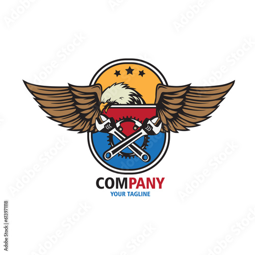 design logo eagle mechanic vector illustration