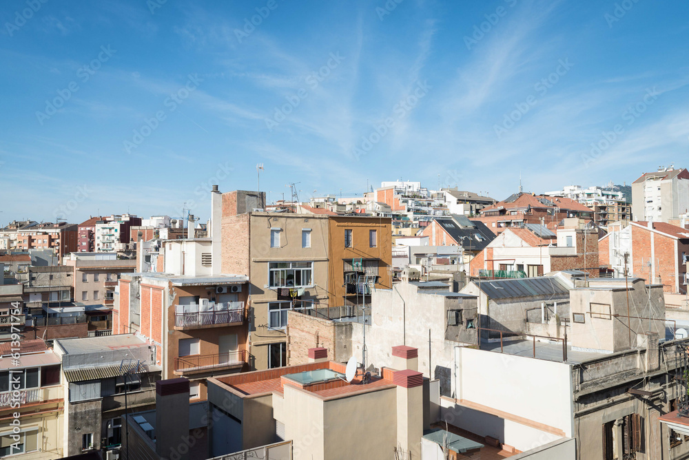 A view over Gracia, a residential area of Barcelona (Spain).