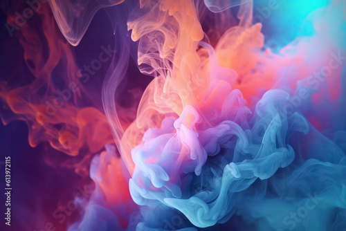 A mesmerizing abstract composition of colorful smoke swirling and intertwining  evoking a sense of mystery and intrigue
