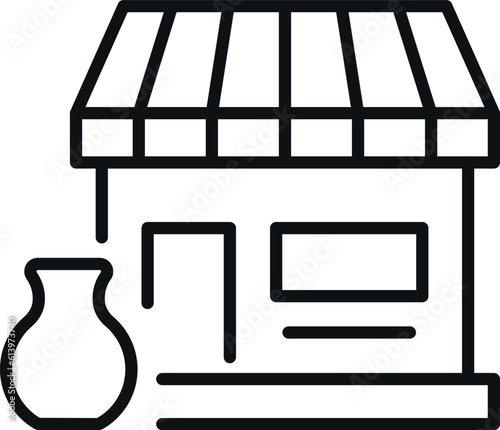 Vase by Shop Isolated Line Icon. Perfect for web sites, apps, UI, internet, shops, stores. Simple image drawn with black thin line