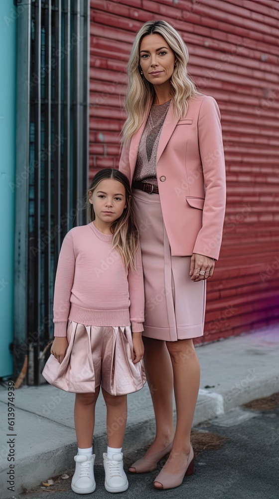 mother and daughter with matching outfit