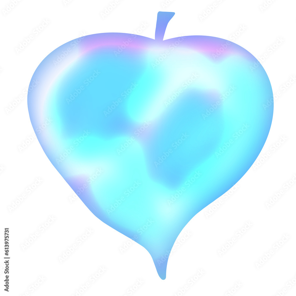 Obraz premium Iridescent tropical leaves png clip art. Holographic y2k botanical graphic elements in blue, pink and purple colors