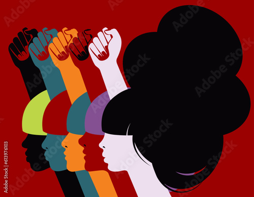 Raised Fist - Women Rresistance - Woman Pride - esilient Unity: Diverse Women Profiles with Raised Fists in the Fight for Feminism and Women's March