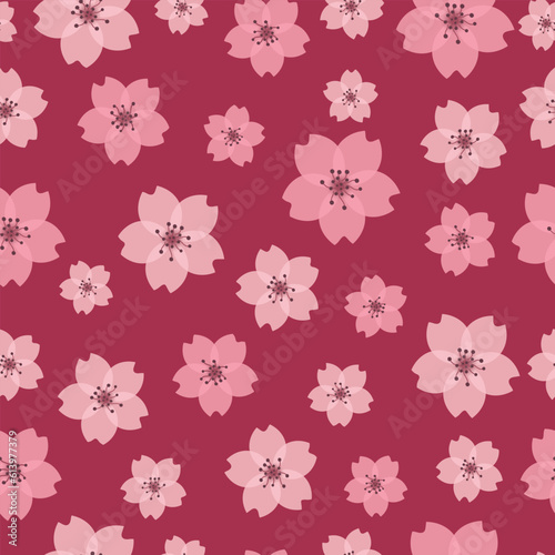 Seamless pattern with flower pink cherry blossoms, sakura background