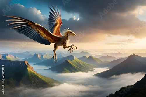 mystical bird in the mountains