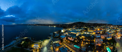 La Jolla Cove from a UAV Drone Aerial View looking at Downtown La Jolla, California, and the Hills at Night © Gary Peplow