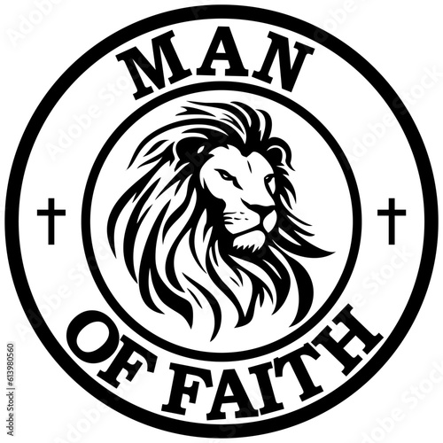 Man Of Faith- stamp with a lion and the text