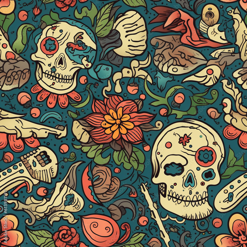 seamless pattern with skulls seamless pattern with skulls