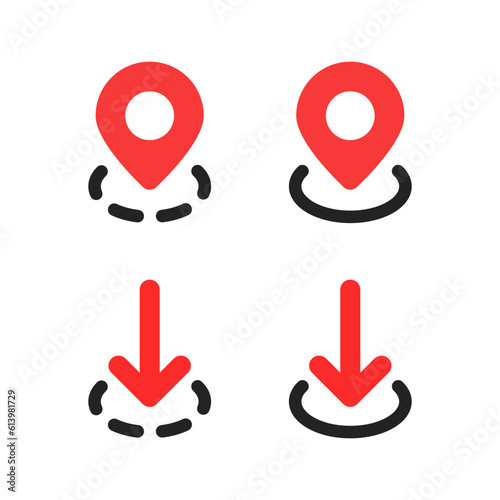 set of arrow and pin point icon for geolocation