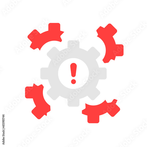 technical disruption or malfunction icon with gear photo