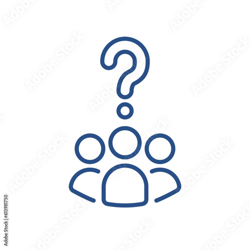 abstract people with question mark like quizz