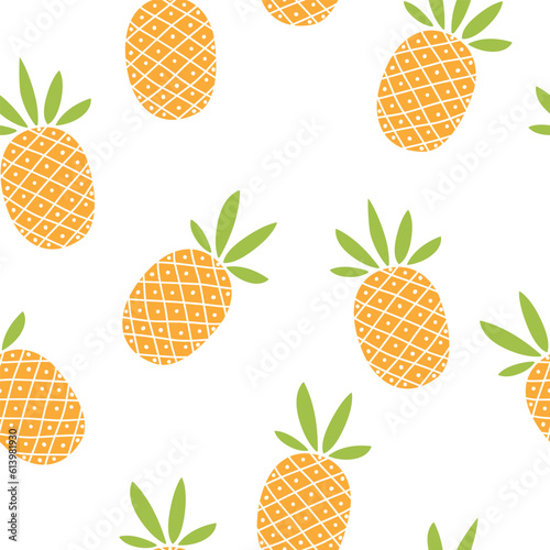 Pineapple seamless pattern. Summer background. Vector illustration. It can be used for wallpapers, wrapping, cards, patterns for clothes and other.
