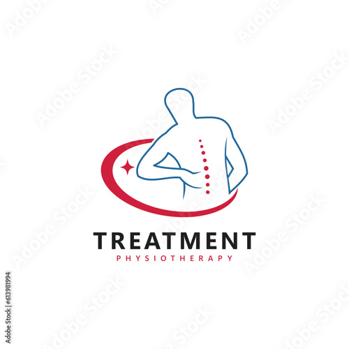 Treatment chiropractic logo design inspiration. Physiotherapy symbol icon design