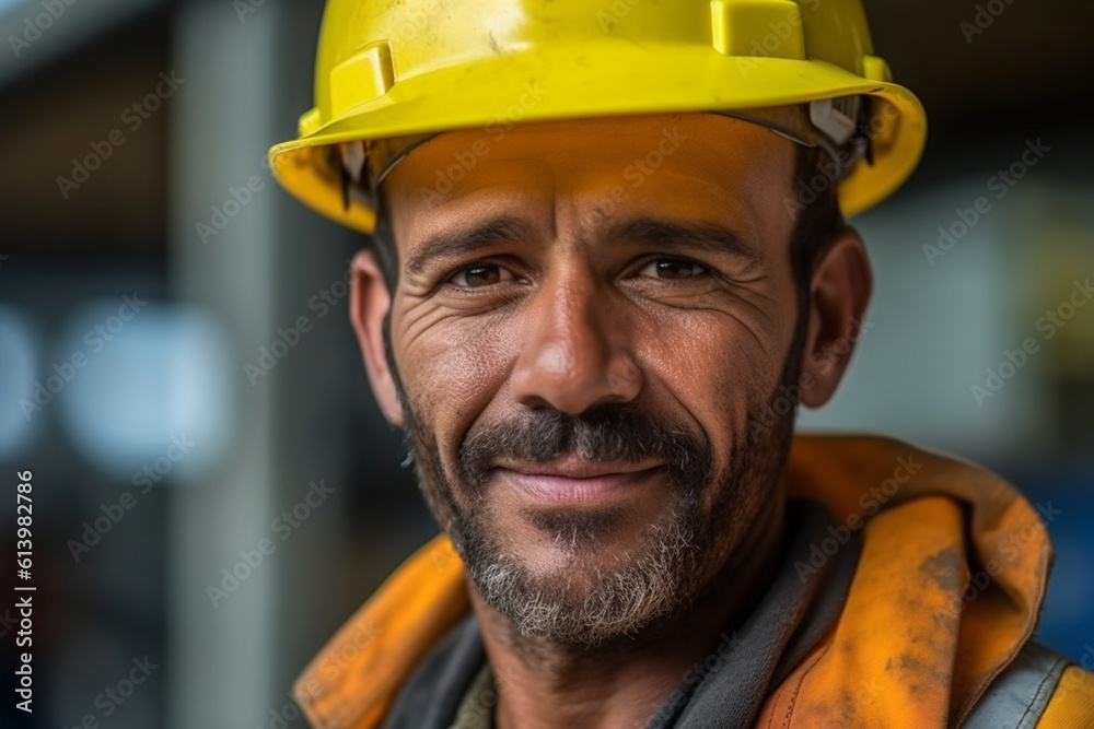 Close-up portrait of a constructor worker with a friendly expression, constructor worker, builder, Labor Day Generative AI Close-up portrait of a constructor worker with a friendly expression, constructor worker, builder, Labor Day Generative AI