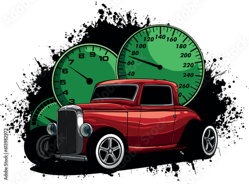 draw of hot rod car vector illustration design