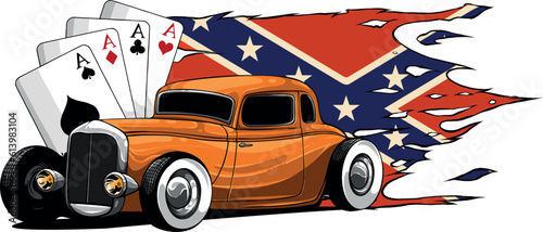 draw of hot rod car vector illustration design