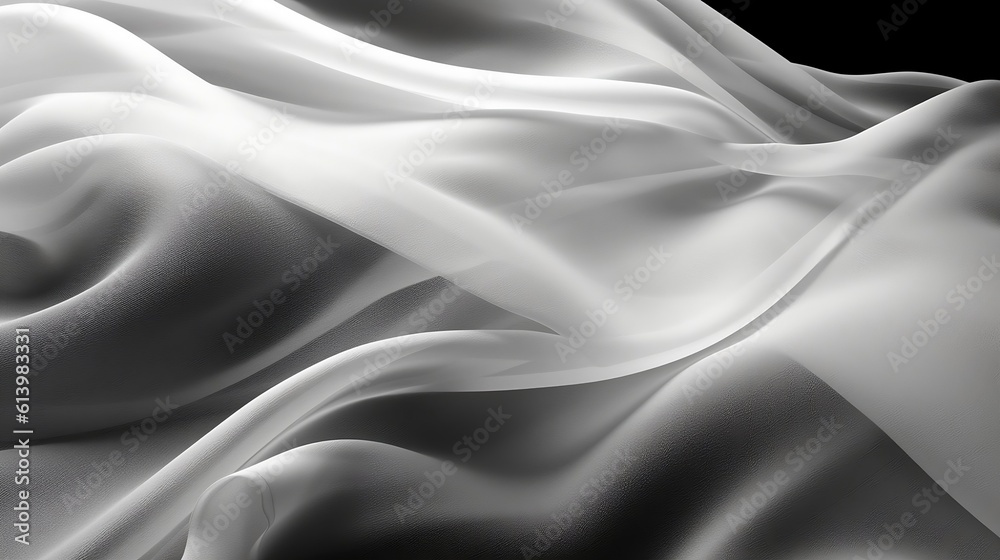 Obraz premium White and black transparent fabric abstract background. Ai generative
