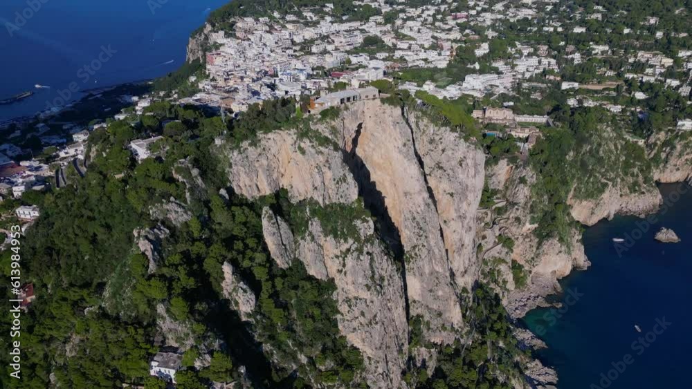 Aerial video view of Capri island & ocean in Italy Aerial video view of Capri island & ocean in Italy