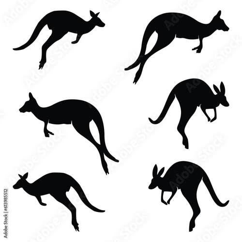 Kangaroo silhouette jumping. Silhouette animal collection.