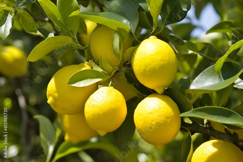 Lemon Tree Harvest, Close Up: AI Generated Image