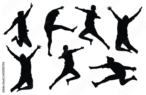 Silhouette people jumping miscellaneous. Silhouette people collection.
