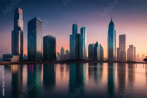 country skyline at sunsetgenerated by AI technology  © zaroosh