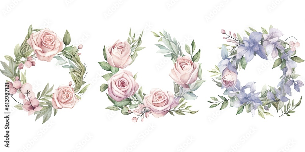 floral_wreath_with_flowers_and_leaves_in_watercolor