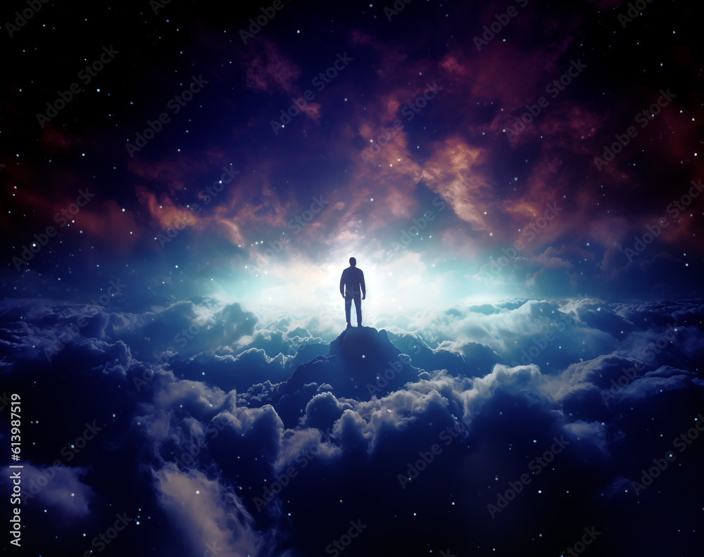 Generative AI illustrations of the last step of the spiritual journey ...