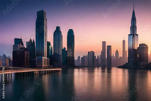city skyline at sunsetgenerated by AI technology  © zaroosh