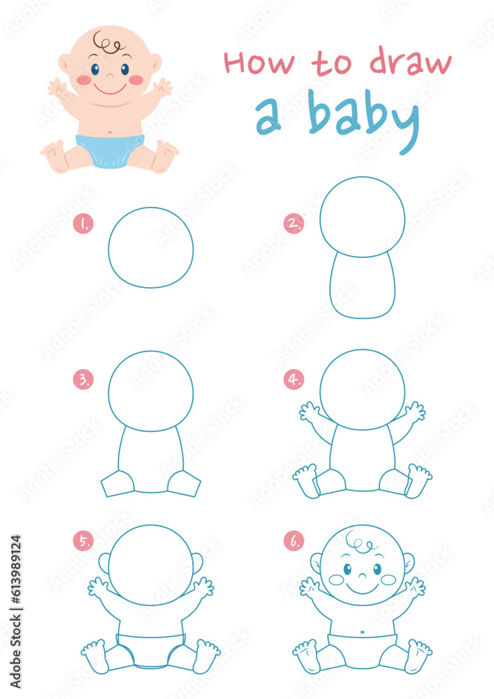 how-to-draw-a-baby-vector-illustration-draw-a-baby-step-by-step-cute