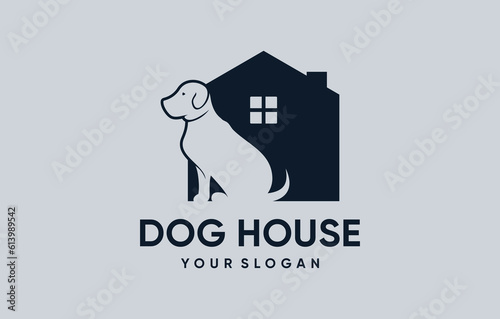 dog house negative space simple logo design