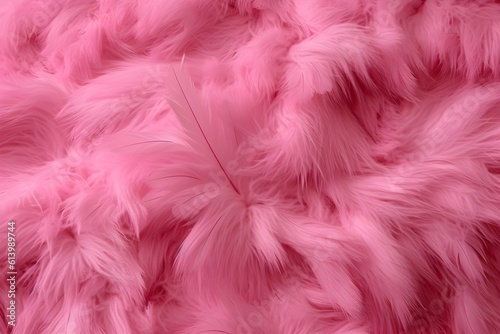 Fabric and silk fur texture with feathers. pink color