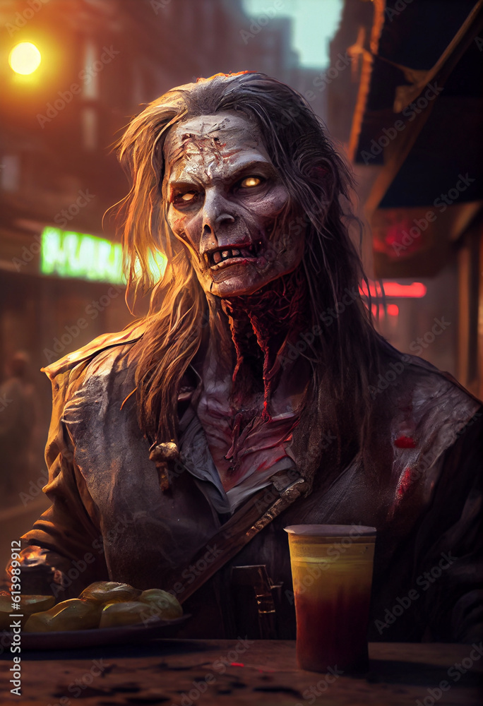 portrait of a Zombie in a big city
